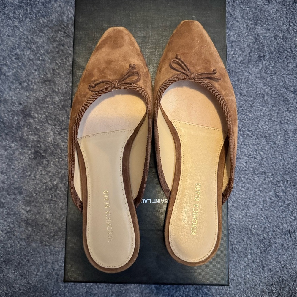 Veronica Beard Tan Suede Mules